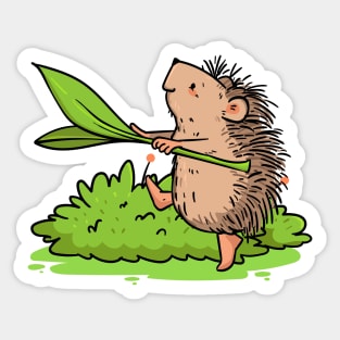 Porcupine Green Leaf Sticker